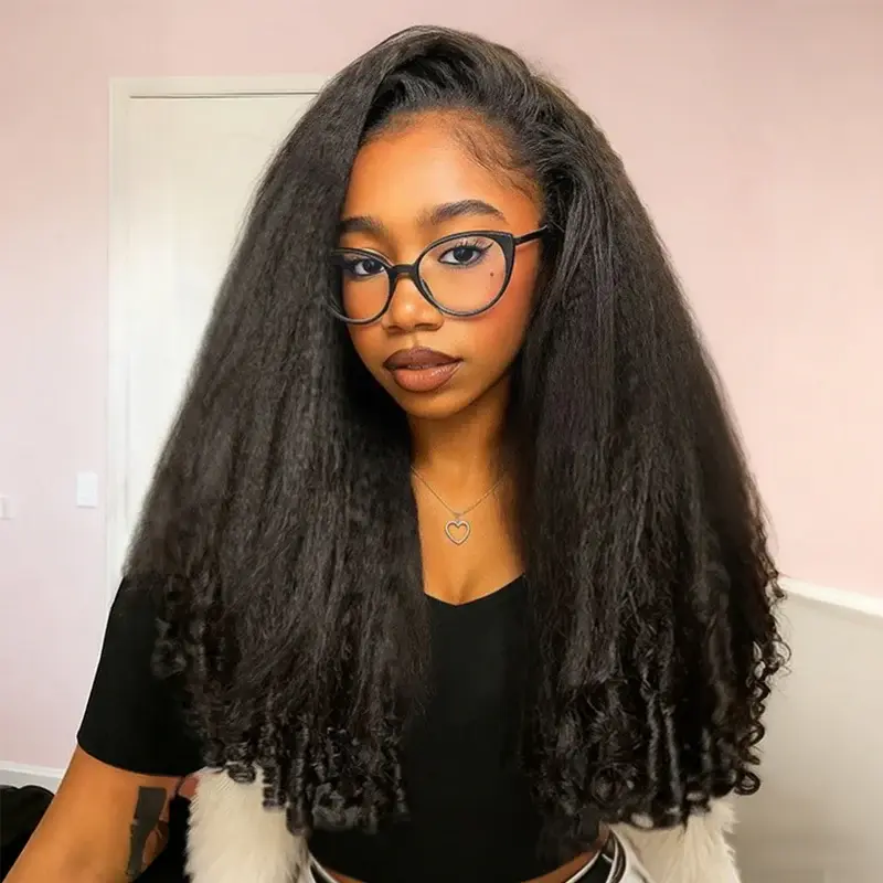 [New In] BGMgirl Half Wig Kinky Straight with Spiral Curly Ends Wig 250% Density 100% Human Hair No-Glue Easy Install Beginner Friendly Protective Style Ready to Wear for Fall Winter #mothersdaygift #SummerVibes