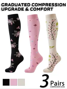 3 pairs of men's and women's compression socks with a compression rating of 15-20 mmHg in a knee-high design for running, performance and recovery, available in a range of colours to help improve circulation.