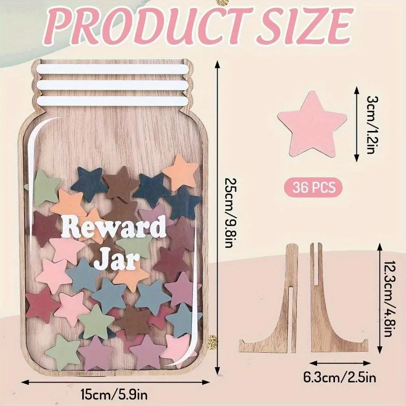 Bohemian Wooden Star Reward Jar Set, Hollow Out Positive Incentive Behavior Chart, Basic Management Tools, Classroom Decorations, Classroom Supplies