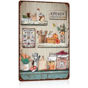 Vintage kitchen signs wall decor Farmhouse Kitchen Metal Tin Signs 8x12in Room K-01