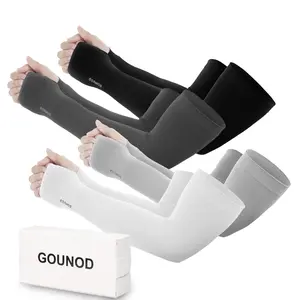 GOUNOD Sun Protection UV Garden Arm Sleeves with Thumb Hole for Men Women UPF 50+ Compression Cooling Football Sleeves Breast Cancer Awareness fallfreshness sport gloves