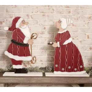 Kringle Express 2-Pc Oversized Santa and Mrs Claus Slim Figurines