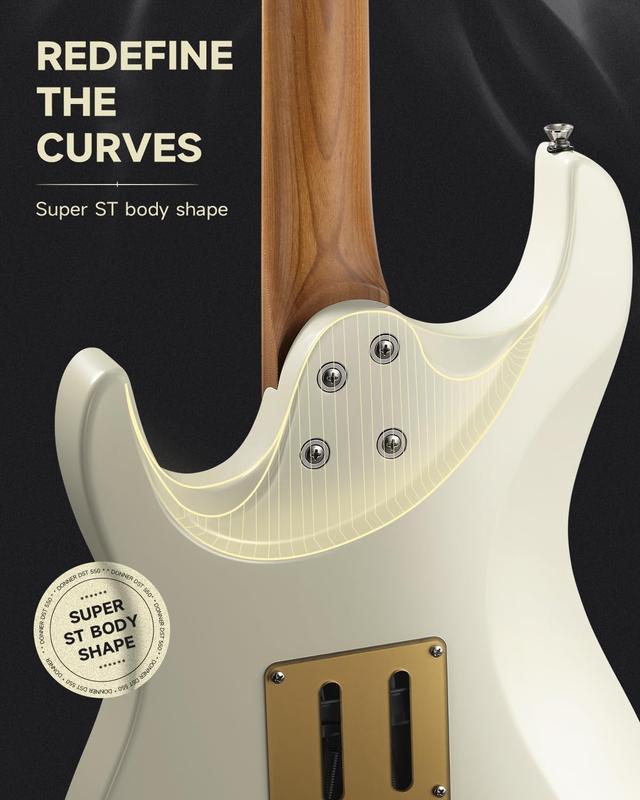 Donner DST-550 39 Inch Electric Guitar, Solid Double-cut Poplar Body Electric Guitar for Intermediate & Pro Players, 7 Tone-switching Options & Tremolo Bridge, Bonus Bag