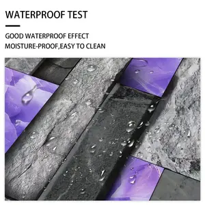 Waterproof Oil-proof Peel & Stick Marble Wall Tiles Purple Glossy Imitation Stone Brick Stickers PVC for Backsplash