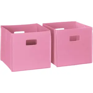 Folding Storage Bins with Handles Pink Cube Storage Organizer for Closet, Bedroom & Playroom - Closet Organizers and Storage Set of 2