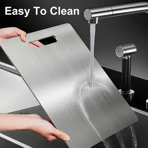 Stainless Steel 3-Piece Cutting Board Set - Double-Sided Metal for Knives, Portable Design for Meat, Vegetables, Bread, and More Kitchen Durable Chopping Three-Piece Size
