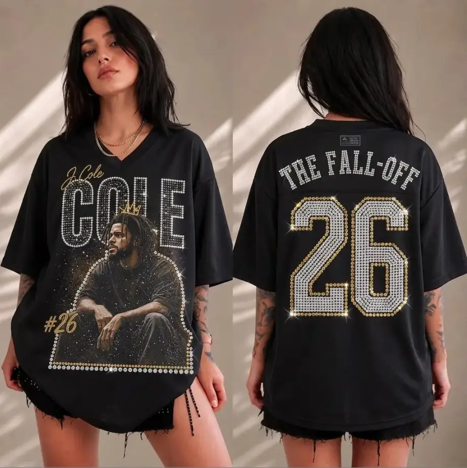 Hip Hop Inspired Graphic Jersey Shirt, Oversized V-Neck Concert Outfit, Music Fan Streetwear Top