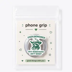 Undiagnosed But Something Ain't Right Phone Grip Funny Raccoon Meme Phone Holder Magnetic Phone Stand Humor Gift Accessory