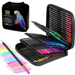 120 Colored Pencils Zipper-Case Set | Quality Soft Core Colored Leads for Drawing, Adult Artists, Professionals and Colorists | In Neat, Strong Carry-Anywhere Zipper Case