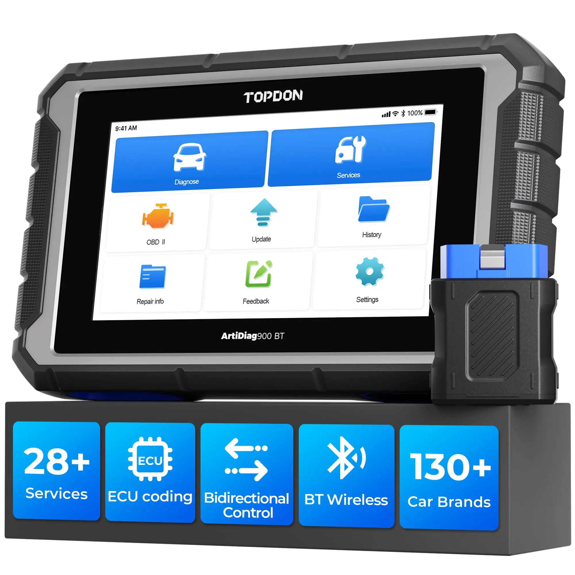 [SummerFinds]TOPDON AD900BT Bidirectional Scan Tool, with ECU Coding,OBD2 Scanner Diagnostic Tool, 28+ Services, Automotive All Systems Diagnosis Scanner for Car with 2 Years Updates, Active Test Vehicle Bluetooth, Tools