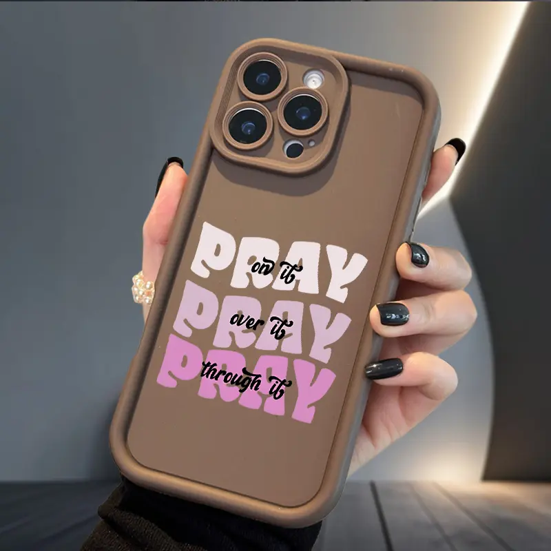 Pray On It Patterned Silicone Protective Phone Case - Shockproof, Durable, Full Body Cover with Camera Lens Protector, Customized Multi-Model Casing for iPhone 17 Air,16 Pro Max,15 Plus,14,13,12,11,X,XS - Cellphone Accessories Gift