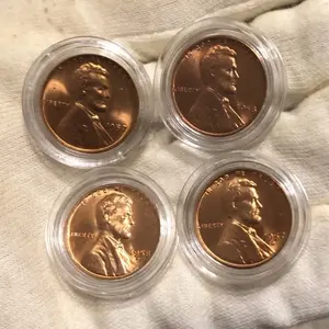 1957, 1957-D And 1958, 1958-D Lincoln Wheat Penny 4 COIN LOT.  BU Cents