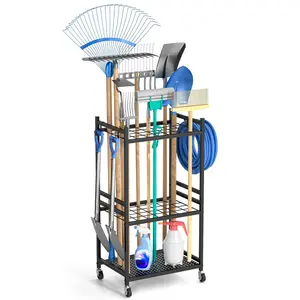 Courtyard tool rack, mobile cleaning equipment storage rack, garden storage and display rack