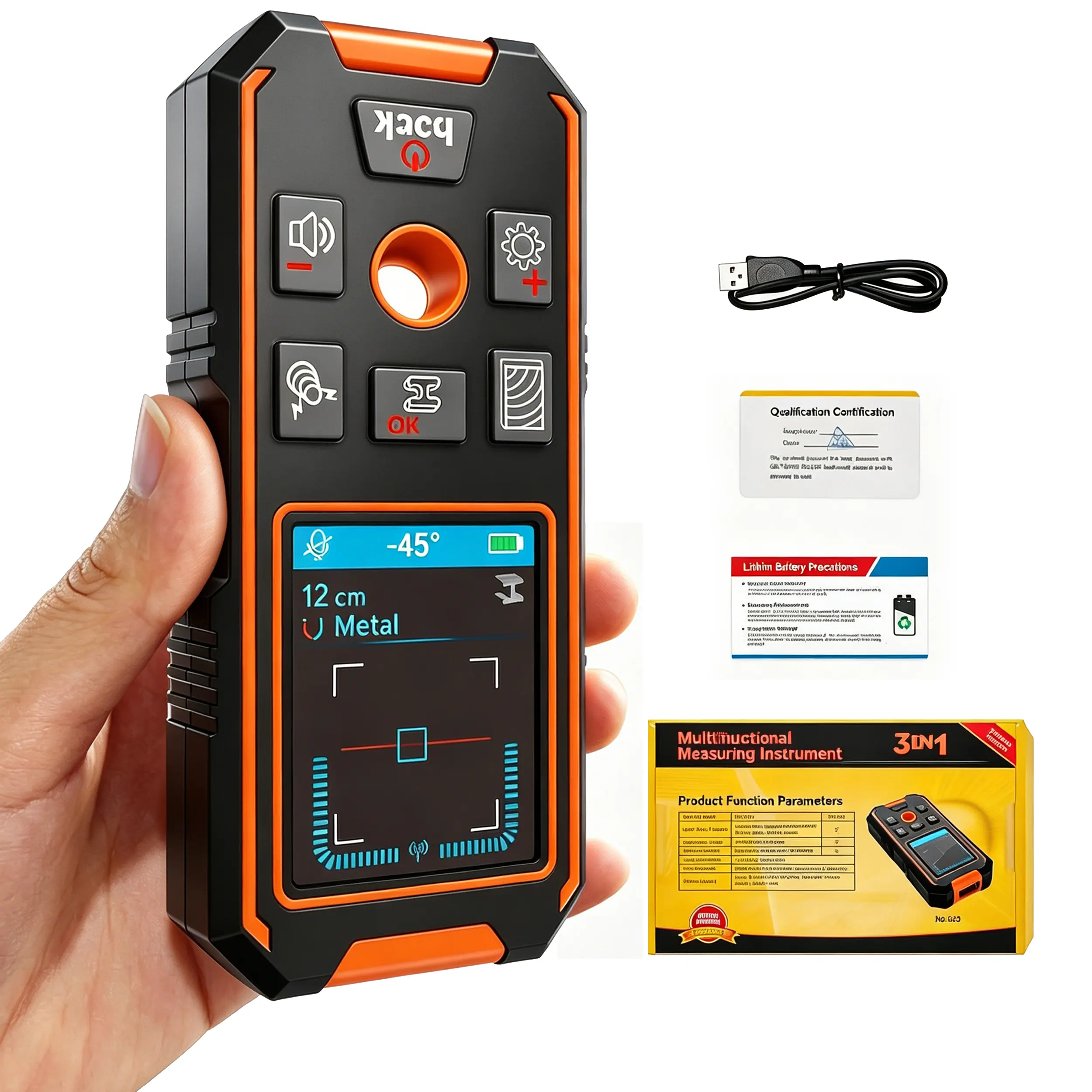 Stud Finder Wall Scanner, 6 in 1 Wall Detector with Upgraded Sensor, High Accuracy Wood Stud AC Wire Metal Pipe Rebar Detection, Voice Alert HD Backlit Display, Shockproof Dustproof Waterproof