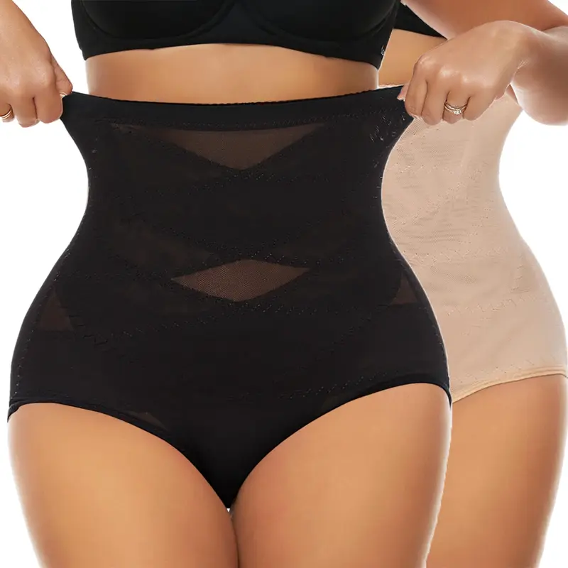Women's High Waisted Shapewear Panty - Spandex-Nylon Knit Compression Fabric, Mesh Breathable, Firm Control Girdle, Waist Trainer Body Shape, Tummy Control Underwear for Tummy Tuck Outfits, High Rise