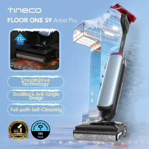 Tineco Floor One S9 Artist Pro Wet Dry Vacuum Cleaner, 22kPa Suction, 360° SmoothDrive, Anti-Tangle Design, 185°F Flashdry, 75 Min Runtime, Dual-Edge Cleaning, 180° Lay-Flat