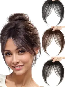 Women's Fake Bangs Synthetic Extensions, Synthetic Hair Topper, Natural Design Eight-Sided Bangs, 8 Inches, Perfect for Daily Wear and Natural Look