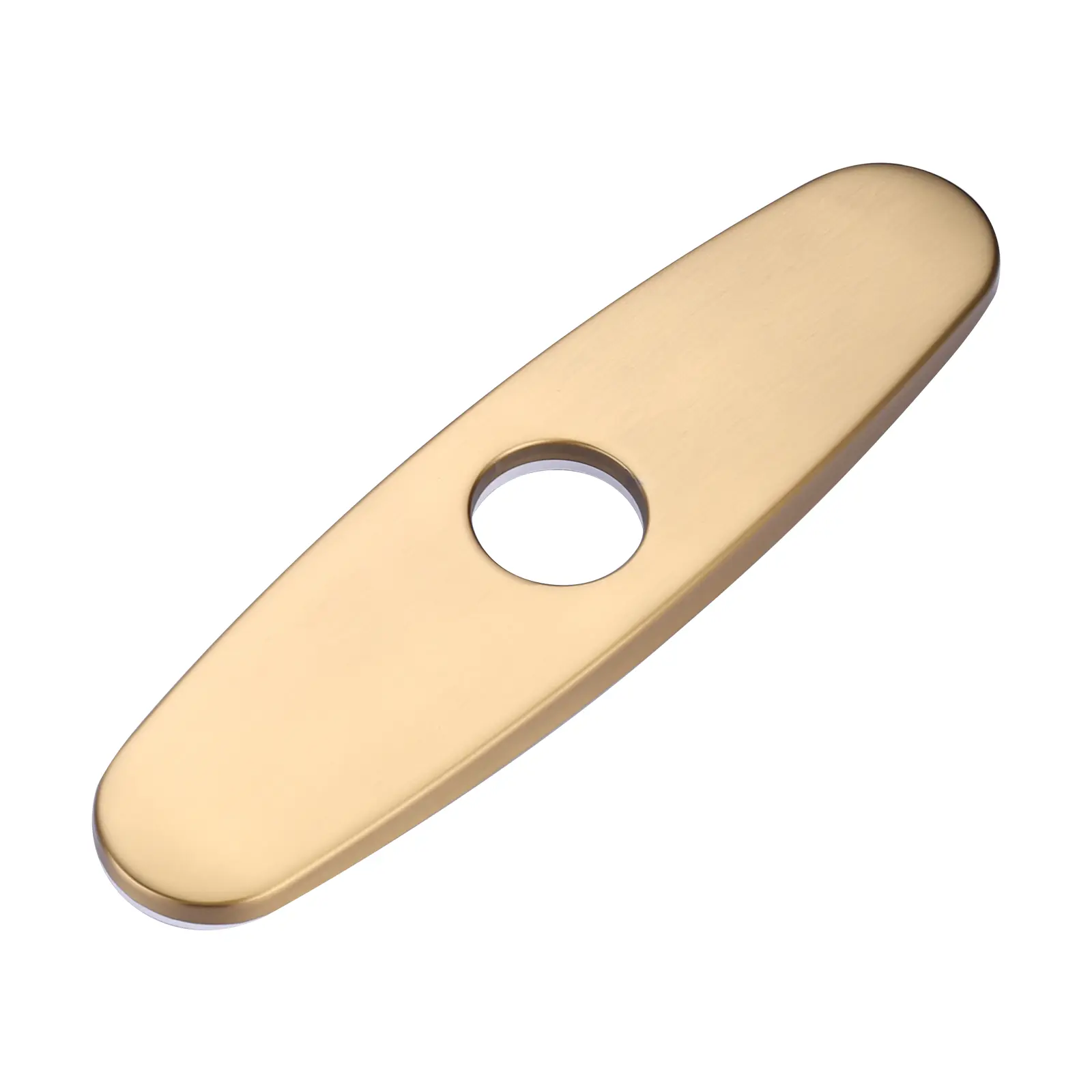 WOWOW Stainless Steel Faucet Escutcheon Plate - 10 in Cover for 1-3 Hole Kitchen/Bathroom Sinks, 1.36 in Diameter, 2.67 in Width, 0.44 in Height, Arc Design, Polished Gold, 5-Year After-Sales Service, 0.44 Inches Height, 10"X2.67", 1-3 Hole Sinks, 1.36 In