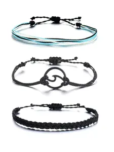 Adjustable Waterproof String Wave Bracelets for Women, Handmade Colorful Beach Braided Bracelet Set