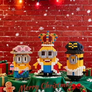 1pc cartoon fun small particle assembly Minions building blocks creative children's educational assembly gift ca Cute Together Figures