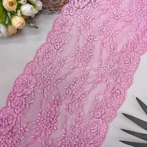 Soft Elastic Elegant Dainty Lace Floral Trim, 95cm/1pc Dusty, Breathable Fabric for Clothing, Dresses, Lingerie, Wedding Gowns, Home Decor