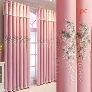 Embroidered Flower Pattern Curtain, 1 Count Luxury Curtain, Heat Insulation Curtain for Home Living Room Bedroom Decor, Home Decoration Curtain, Window Curtain