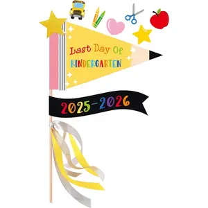 2026 Last Day of Kindergarten Flag, Kindergarten Graduation Photo Prop, End of School Year Kindergarten Graduation Decorations and Gifts