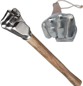 Stainless Steel Fist Shaped Hammer with Wooden Handle for Home & Outdoor Camping Craft Decoration Hand Tool Unique Gift Idea for Home Decoration
