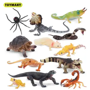 TOYMANY 12-PC PVC Plastic Realistic Reptile & Amphibian Cold-Blooded Set Figurine Toys - Komodo Dragon, Lizard, Snake, Chameleon for Age 3+ Kids' Imaginative Play & Party Favors,summervibes