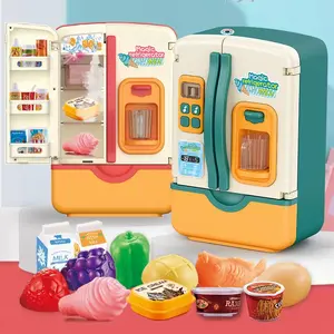 Simulation Electric Refrigerator Toy, 1 Set Refrigerator with Random Freezer & Food & Drink, Pretend Play Toy Excluding 3 AA Batteries, Birthday Gift, Kitchen Pretend Play Set