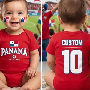Panama Flag Baby Bodysuit | Custom Name & Number Infant Onesie C1Z 8SV