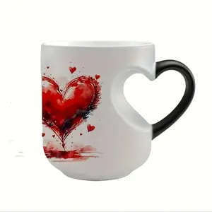 Temperature-Sensitive Mug, Heart Design Changing Color Cup, Unique Drinkware for Everyday Use, Perfect Gift Idea for Loved Ones