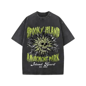Island Amusement Park Scooby Doo T-Shirt Vintage Black Wash Retro Horror Movie Tee Casual Streetwear For Men Women