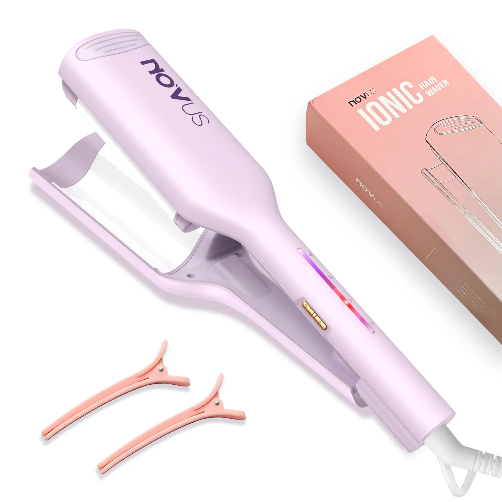 NOVUS Ceramic Curling Iron - 32mm Coating, 4 Heat Settings, 360° Swivel Cord, 30-Minute Auto Shut Down, Plug-In Power, 95W, Salon-Level Performance