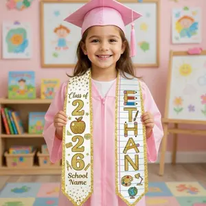 Personalized Kindergarten Graduation Stole Class of 2026, Custom Kids Graduation Sash, Preschool Grad Gift, School Theme Stole for Kids