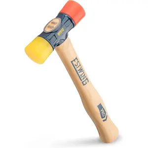 ESTWING Rubber Mallet - 12 oz Double-Face Hammer with Soft/Hard Tips & Hickory Wood Handle - DFH12