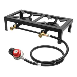 Double Propane Gas Burner Stove - Camping  Cooker with Regulator & Hose