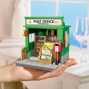 Classic Vintage Post Office Building Model Brick Set, Space Decoration Ornament, Collection Display Piece, Holiday Birthday Gift