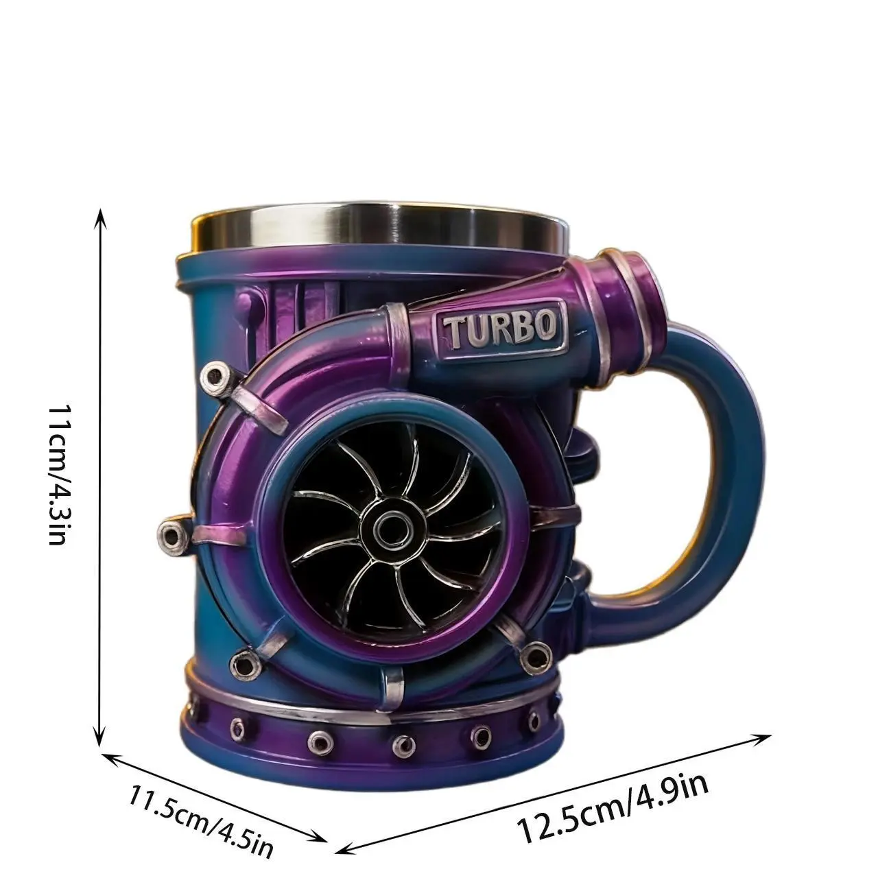 3D Turbocharger Stainless Steel Inner Reusable Cup - Washable Coffee Mug for Car Enthusiasts, Reuse-Friendly Home & Party Supplies Cup, Cup Cups