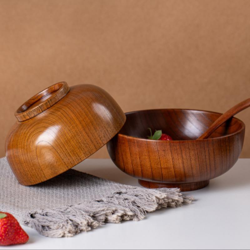 Wooden Bowl, Salad Serving Bowls, Household Tableware Set for Home Kitchen Dining Room, Kitchen Accessories