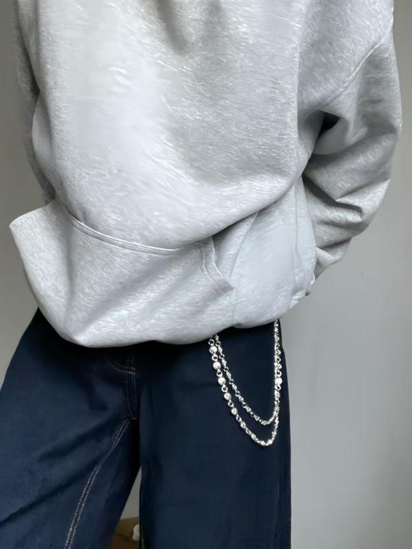 Punk Rock Metal Waist Chain, Unisex Hip Hop Jewelry Gift Pendant, Large Ring Wallet Keychain, Denim Jeans Accessory