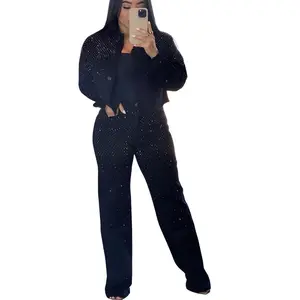 Shadow Wide Leg Bling Denim Extra Stretch Pants Womenwear