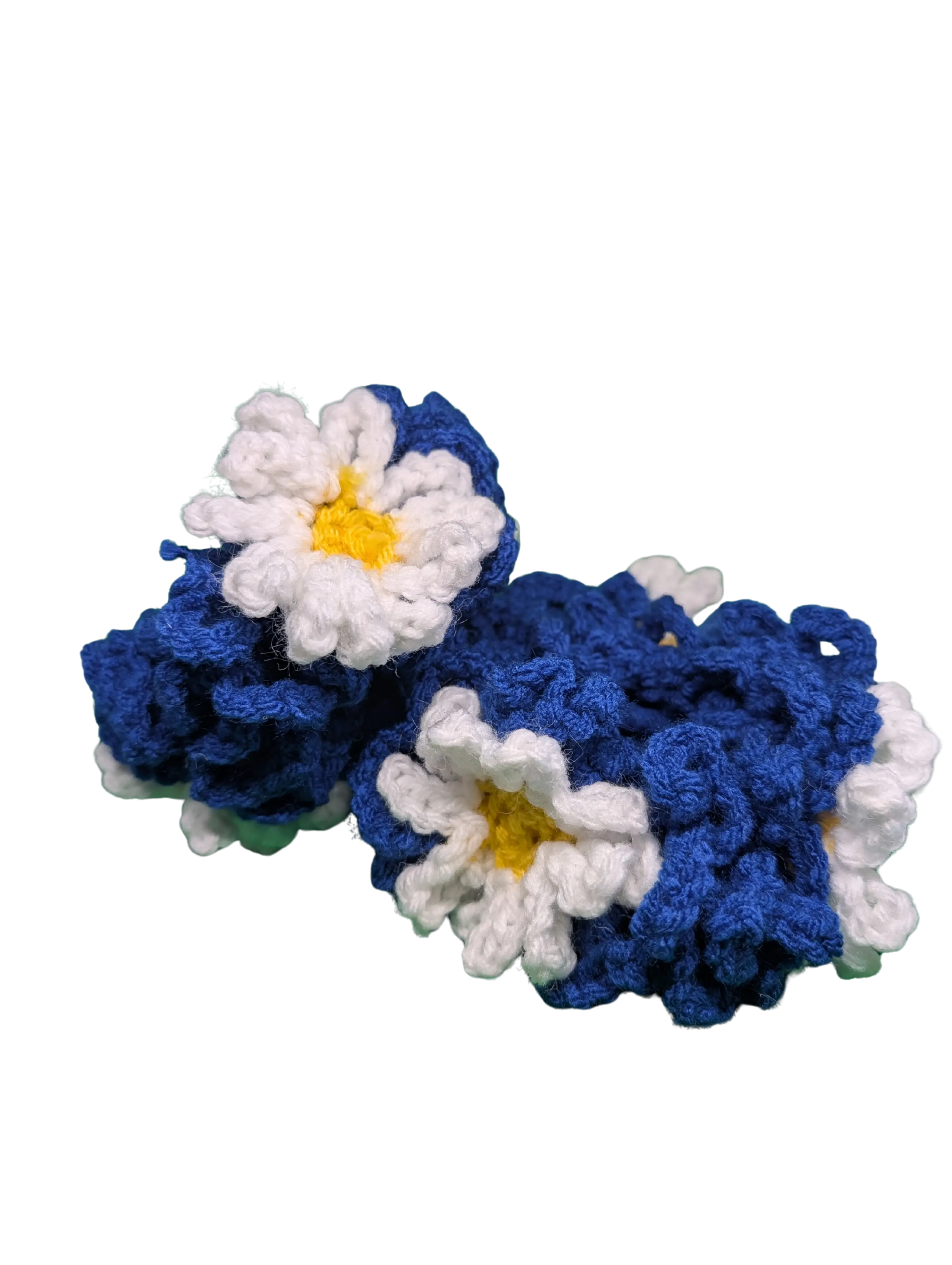 Nylo & Co. Floral Scrunchies in Blue/White - Set of 2, Cute & Chic Hair Accessories for Everyday Use