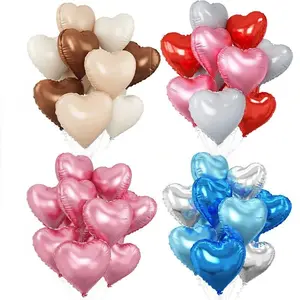 18 Inch Heart Balloons Valentine's Day Scene Decoration Set, 12pcs Party Props, Birthday Party Supplies, Romantic Air Balloon Decorations, Balloon Garland