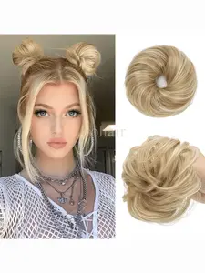 Human Hair Buns Chignon Ponytail Hairpiece Updo Donut Real Hair Extensions Flexible Elastic Band Human Hair Extensions