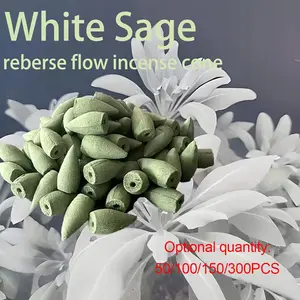 50/100/150/300pcs Sage Incense Cones, Backflow Incense, Long-Lasting Aromatic Fragrance, Suitable for Yoga Meditation Home Bedroom Office Hotel