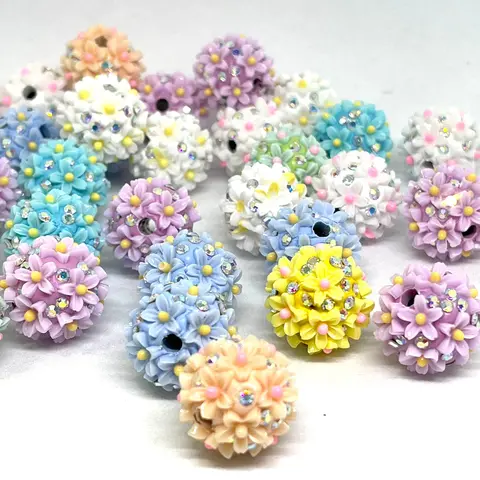 5pcs Flower Power Acrylic Beads | | Flower Beads | Colorful Beads | Beadable Craft | Fancy Beads