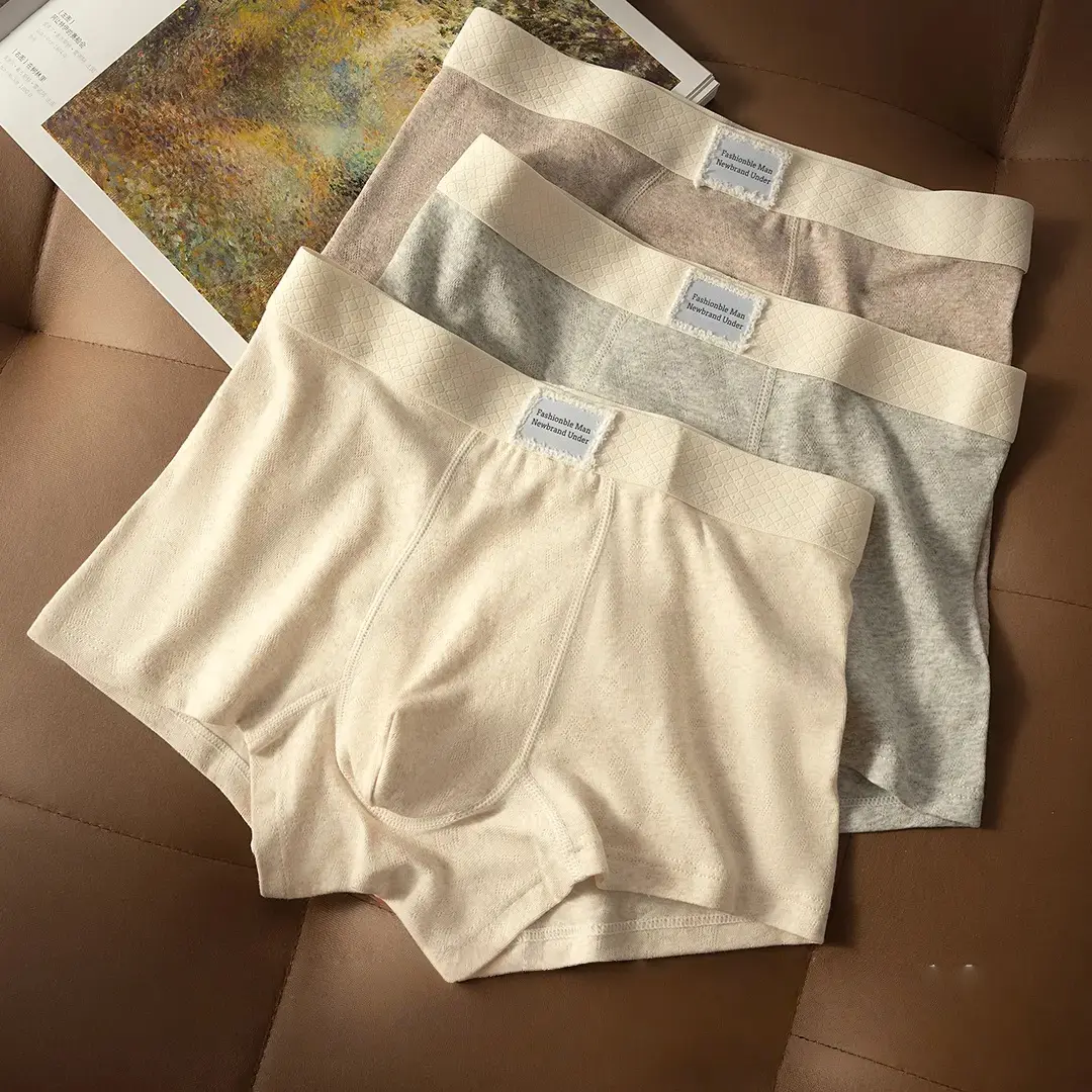 Cotton soft breathable 100A antibacterial comfortable men's underwear men's flat corner four corner pants autumn and winter new style