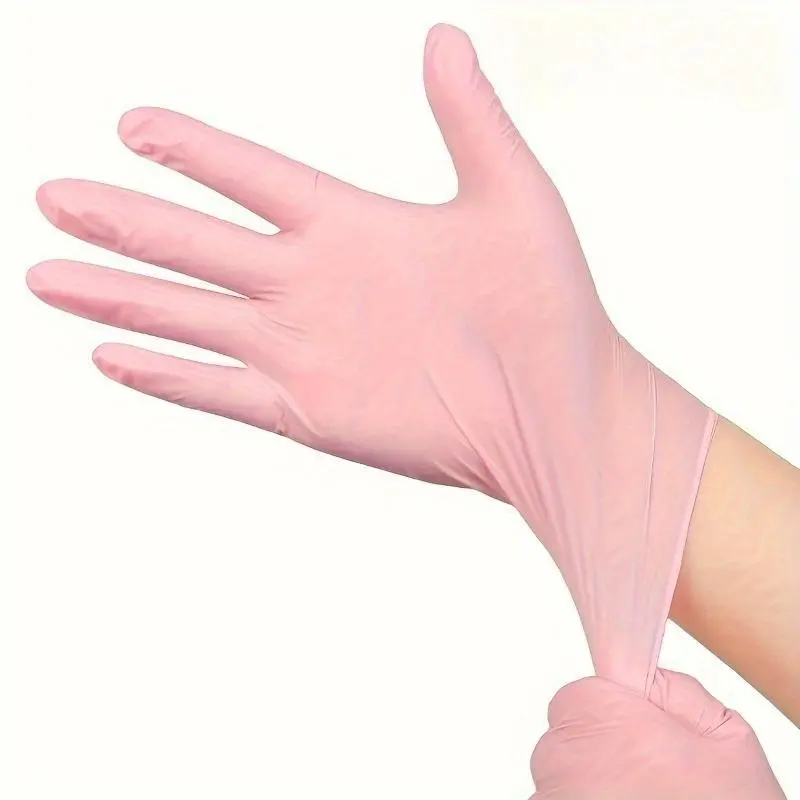 30/60PCS Light Pink Disposable Nitrile Gloves Waterproof Anti-static Durable Light Pink Gloves For Kitchen Cooking Tools Cleaning Gloves