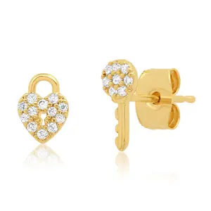 Heart Lock & Key Studs